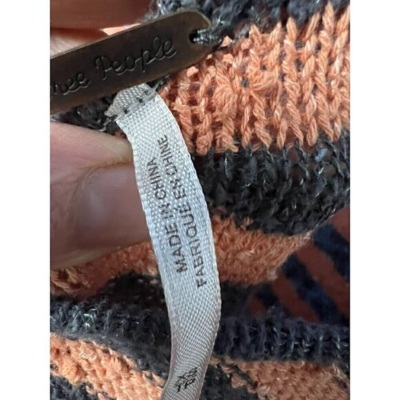 Free People Striped Long-Sleeve Knit Tunic Dress, Deep V-Back In Orange Black,XS - Picture 5 of 10